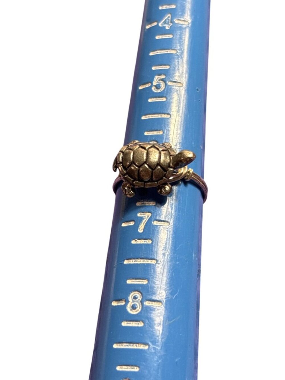 Artisan Turtle Ring Size 6.25 Silvertone Wire Wrapped